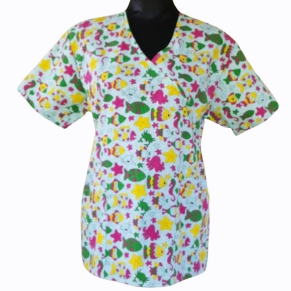 EXPO Scrubs Top Child Care Ocean Theme, NWOT (M)